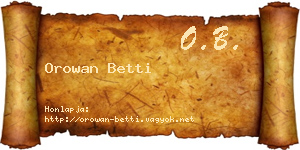 Orowan Betti névjegykártya
